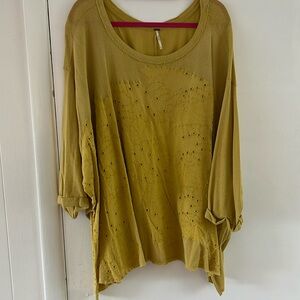 Free People Mustard Lightweight Blouse